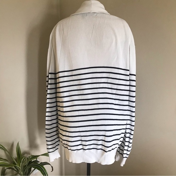 NAUTICA Cardigan White Blue Stripes Spring 100% Cotton Plus Size 3XL 3X​​ - Picture 3 of 7
